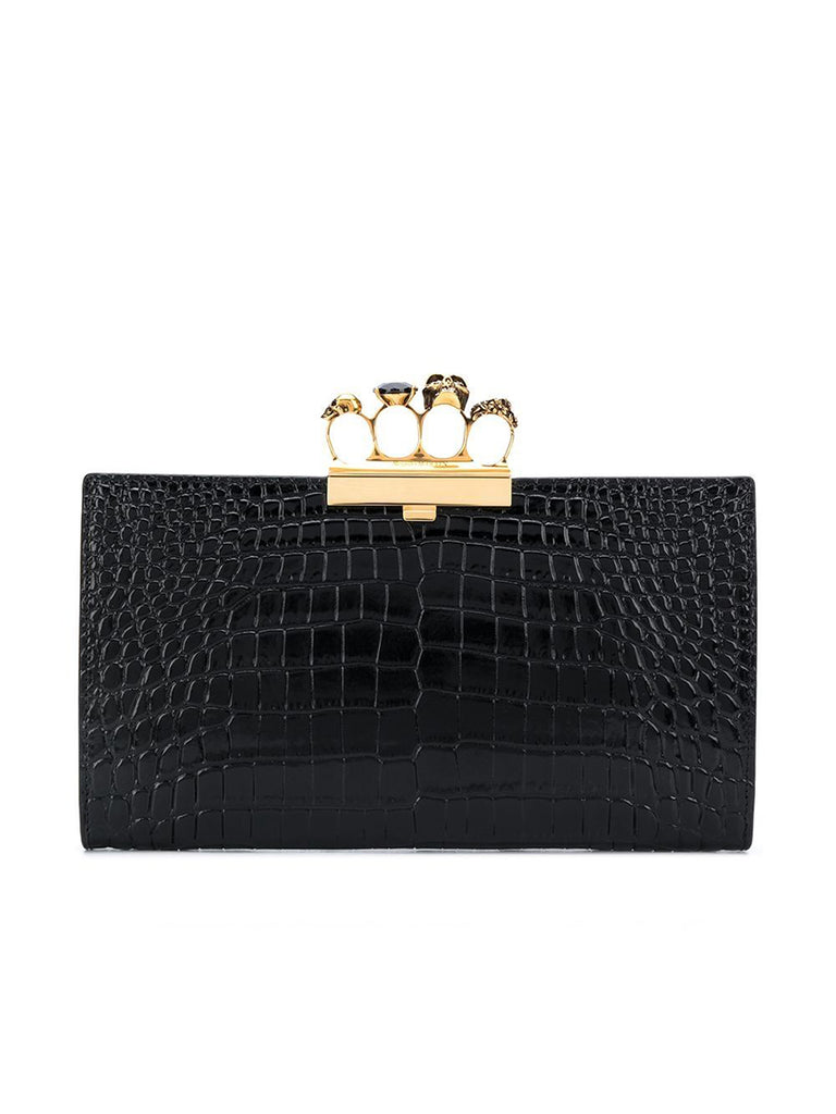 Four Ring Flat Pouch in Black