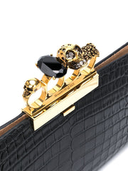 Four Ring Flat Pouch in Black