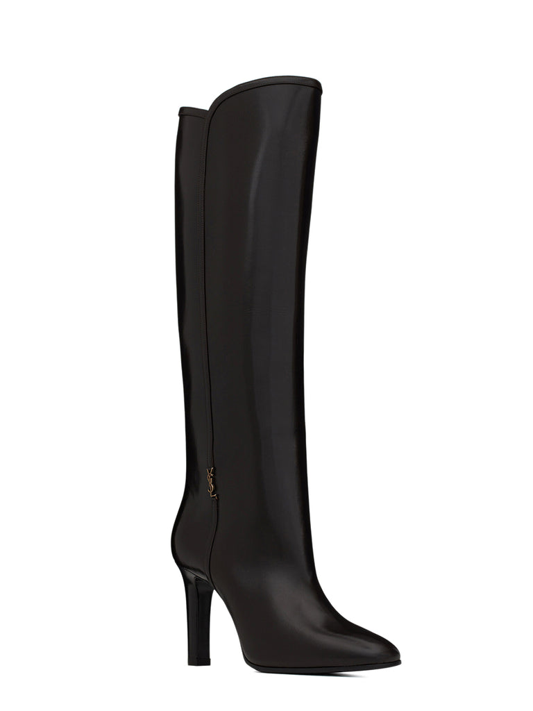 Saint Laurent Jane Monogram Boots in Dark Chocolate Smooth Leather ...