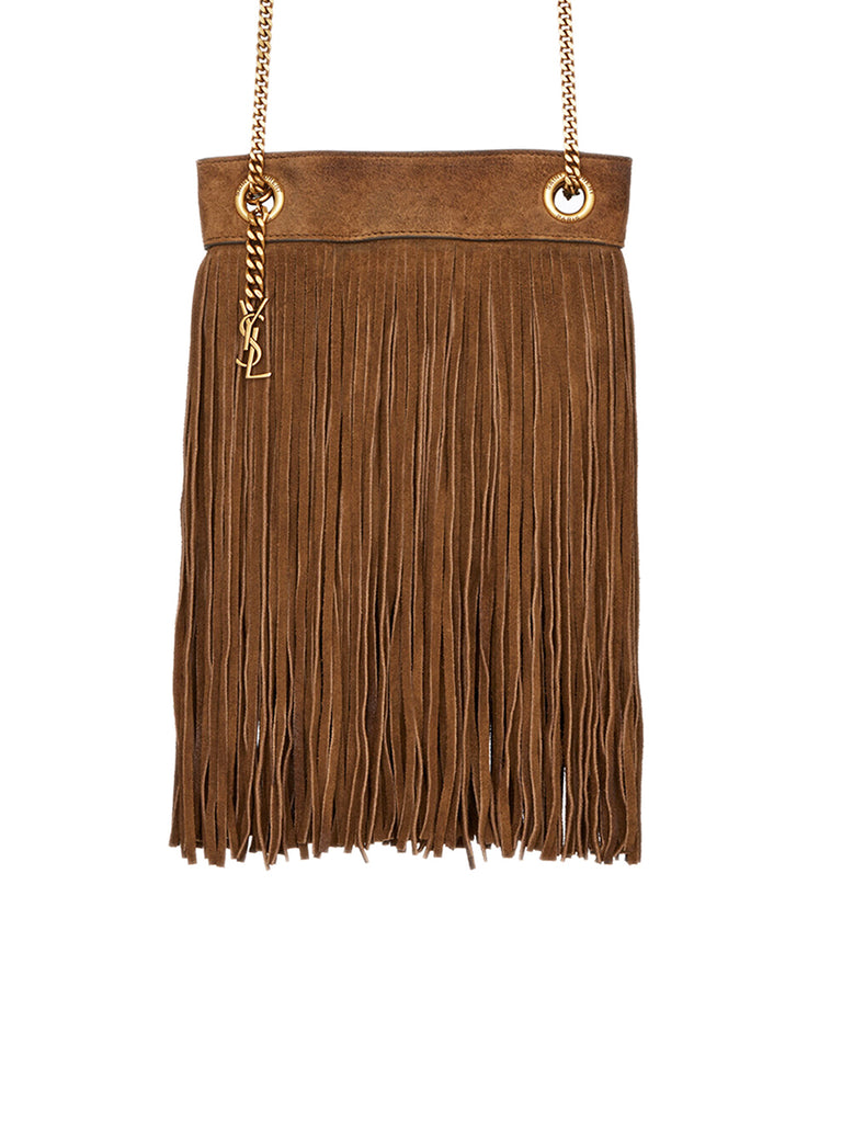 Small Fringed Hobo Bag in Vintage Suede