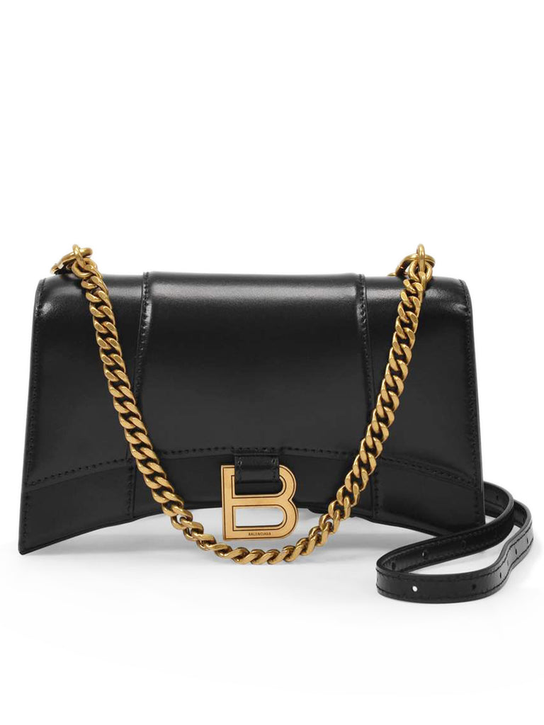 Hourglass XS with Chain Shoulder Bag in Black