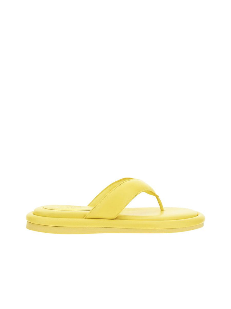 Gia 5 Leather Thong Sandals in Butter Yellow