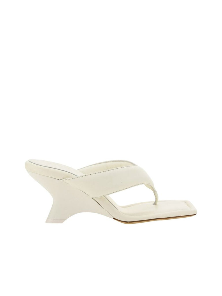 Gia 6 Padded Leather Wedge Sandals in Ivory