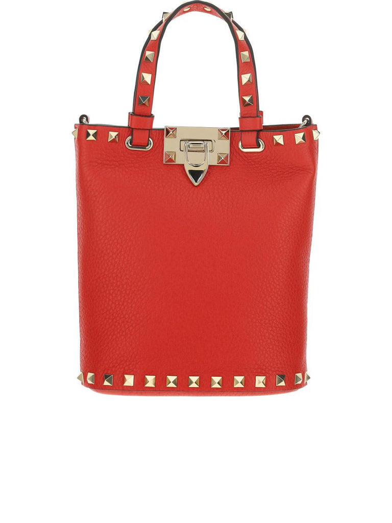 Rockstud Small Tote in Rouge Pure