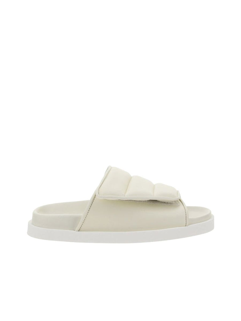 Gia 3 Padded Leather Slides in Ivory