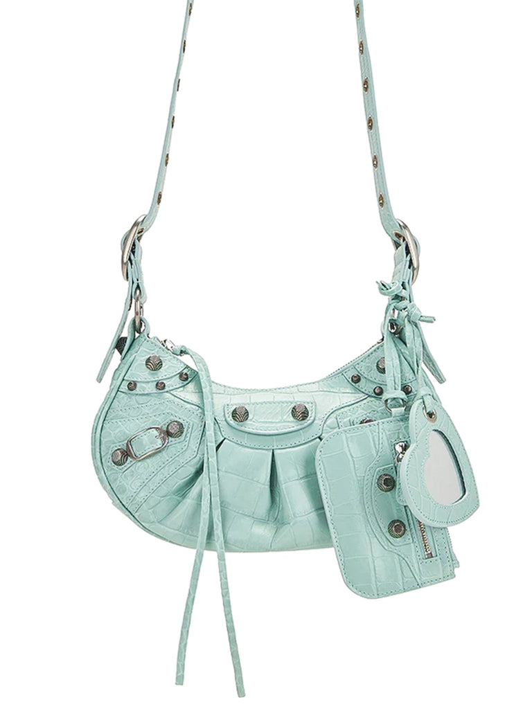 Le Cagole Shoulder Bag Croc Embossed in Mint – COSETTE