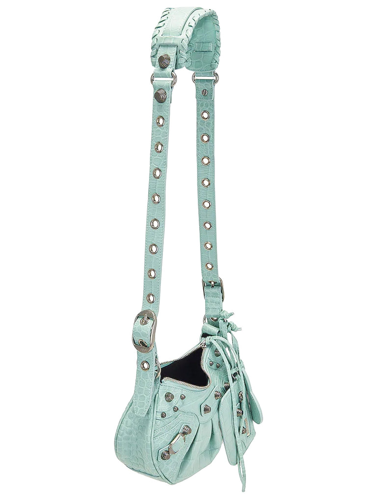 Le Cagole Shoulder Bag Croc Embossed in Mint – COSETTE