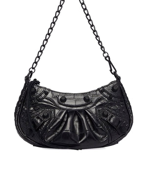 Le Cagole Mini Purse with Chain Crocodile Embossed