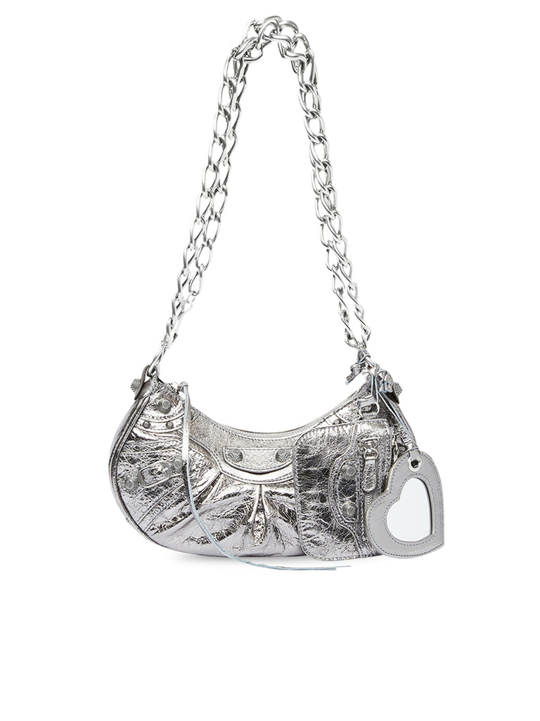 Le Cagole XS Shoulder Bag With Chain Metallized In Silver