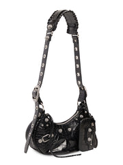 Le Cagole XS Shoulder Bag Crocodile Embossed with Rhinestones