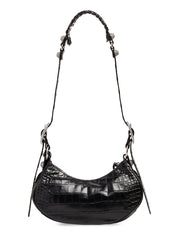 Le Cagole XS Shoulder Bag Crocodile Embossed with Rhinestones