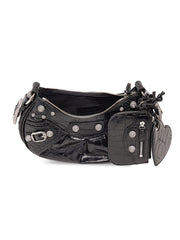 Le Cagole XS Shoulder Bag Crocodile Embossed with Rhinestones