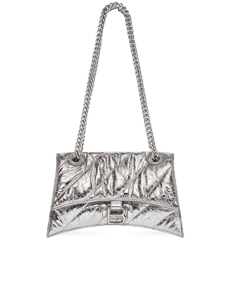 Crush Small Chain Bag Metallized Quilted In Silver