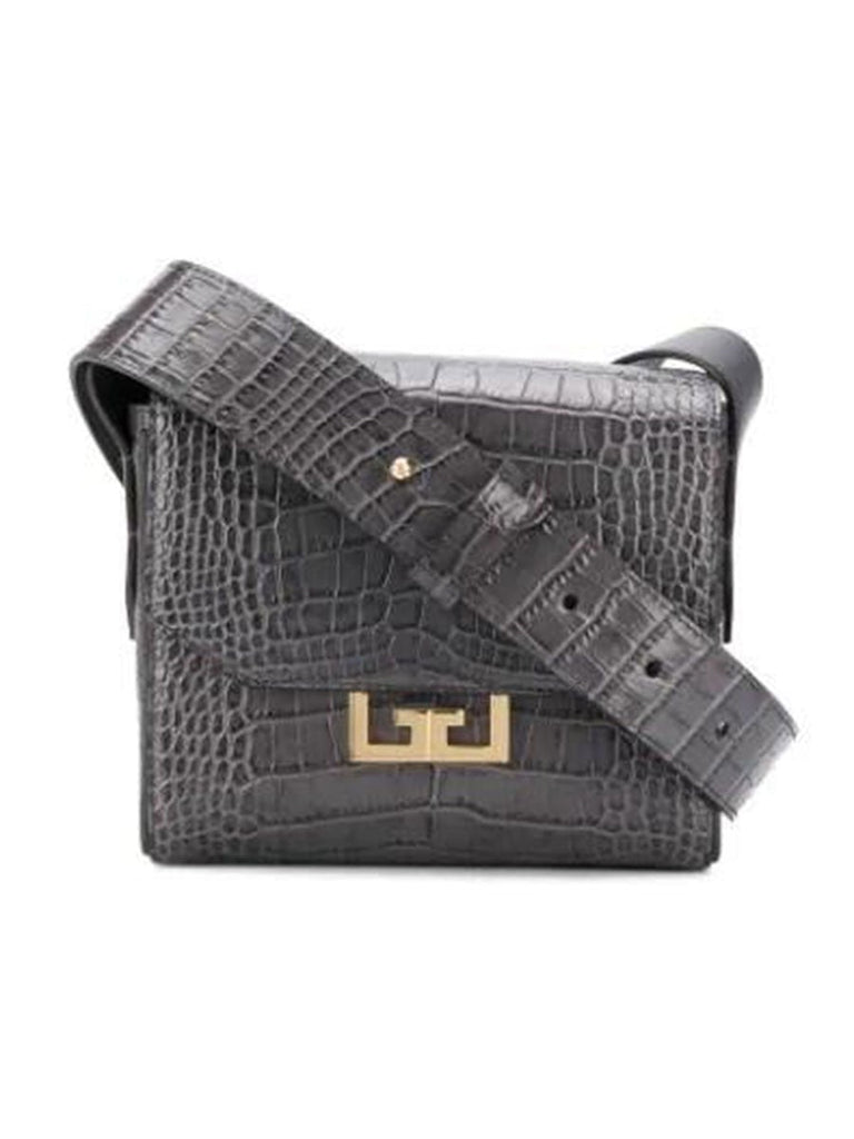 Givenchy Eden Small Crocodile effect Leather Shoulder Bag In Storm Grey