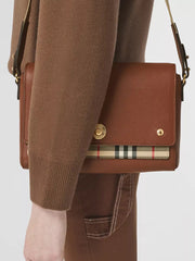 Medium note check discount & leather crossbody bag