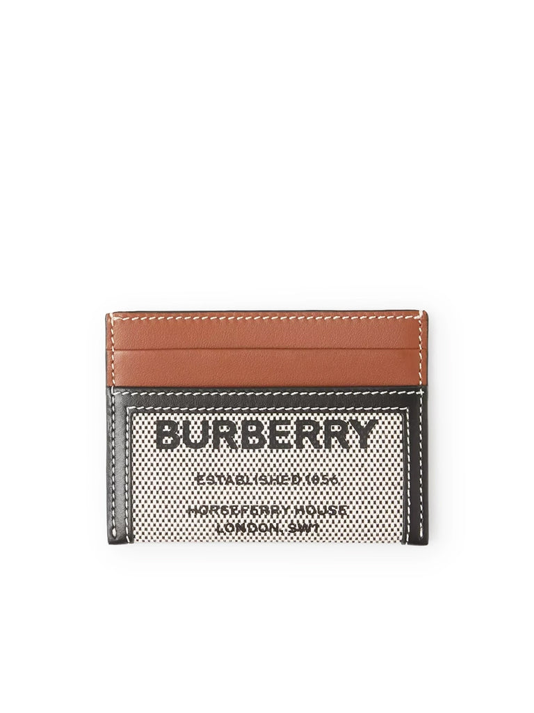 Horseferry Print Cotton Canvas and Leather Card Case