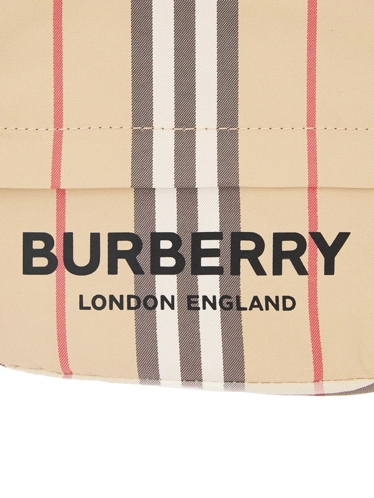 Burberry logo print icon store stripe nylon drawcord pouch