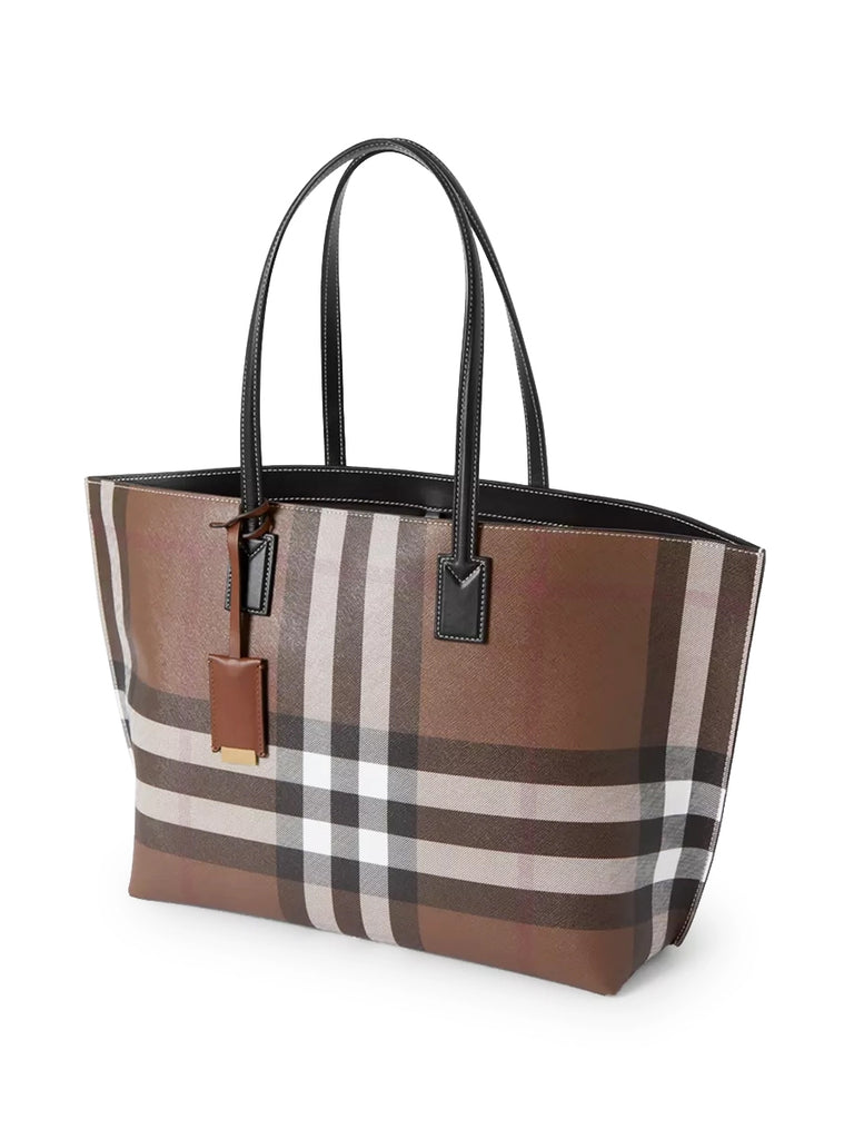 BURBERRY Small leather-trimmed printed canvas tote | NET-A-PORTER