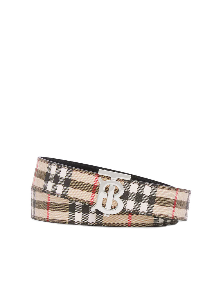 Reversible Vintage Check and Leather TB Belt