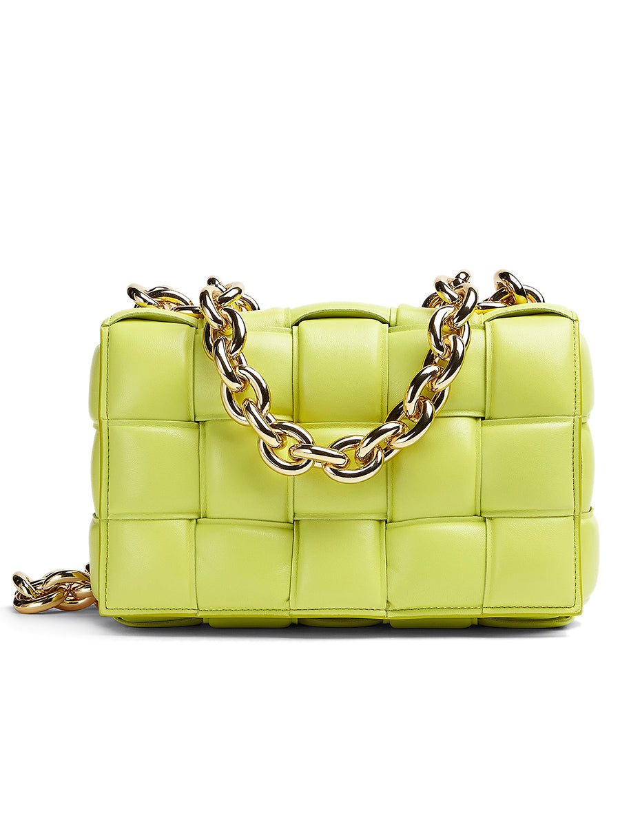 【BOTTEGA VENETA】Padded Leather Chain Cassette Bag Seagrass Bottega Veneta Chain Cassette in Seagrass | Cosette