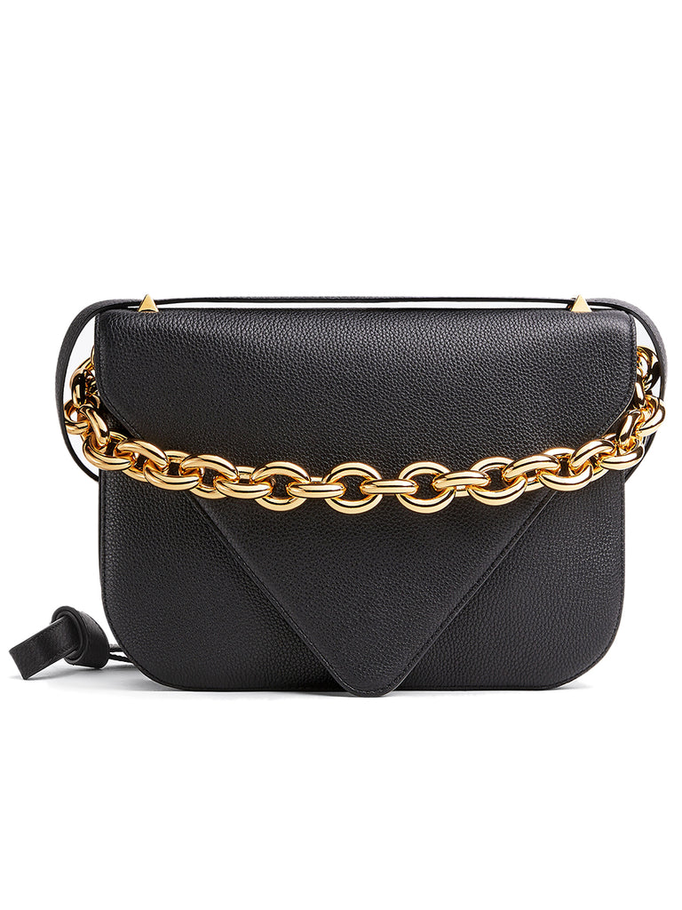Bottega Veneta Small Mount Chain Crossbody Bag Calfskin Black Gold |  Crossbody Bag | fashionette