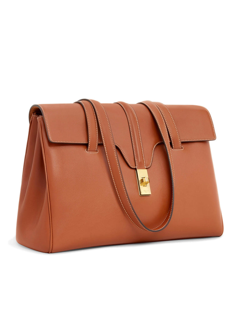 [VIPセール] CELINE セリーヌ Medium 16 Soft バッグ MEDIUM 16 SOFT BAG IN STRIPED TEXTILE AND CALFSKIN - TOBACCO