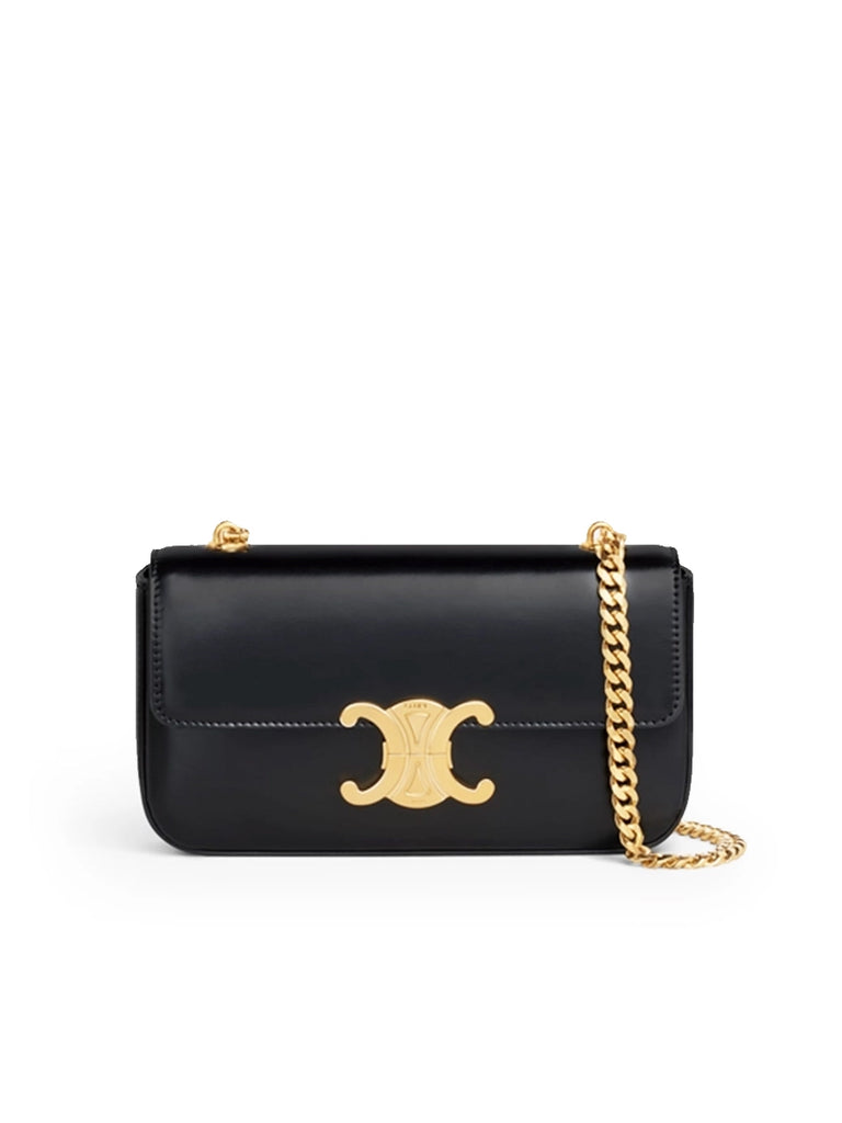 CELINE | Chain Shoulder Bag Triomphe in Shiny Calfskin Black