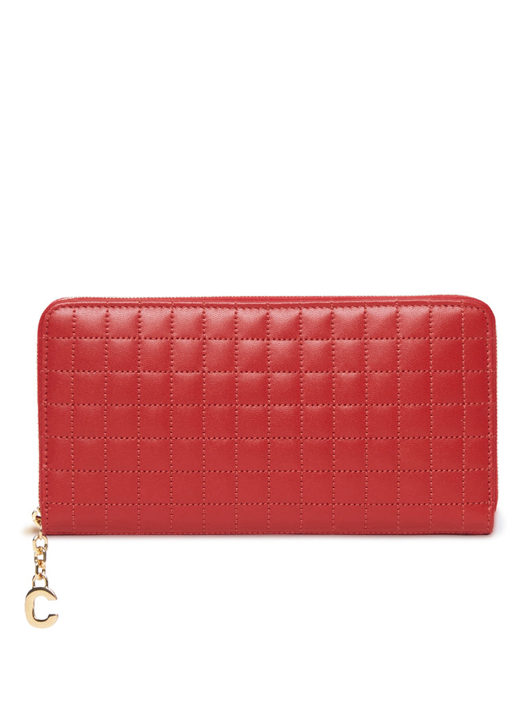 CELINE | Celine Long Wallet in Quilted Red Leather