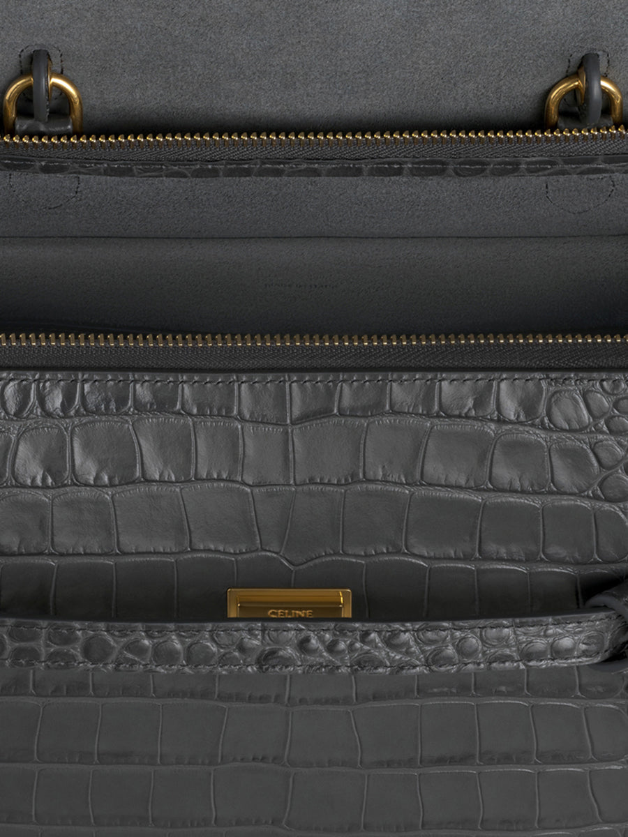 Celine Micro Belt Bag in Grey Crocodile Embossed Calfskin | Cosette