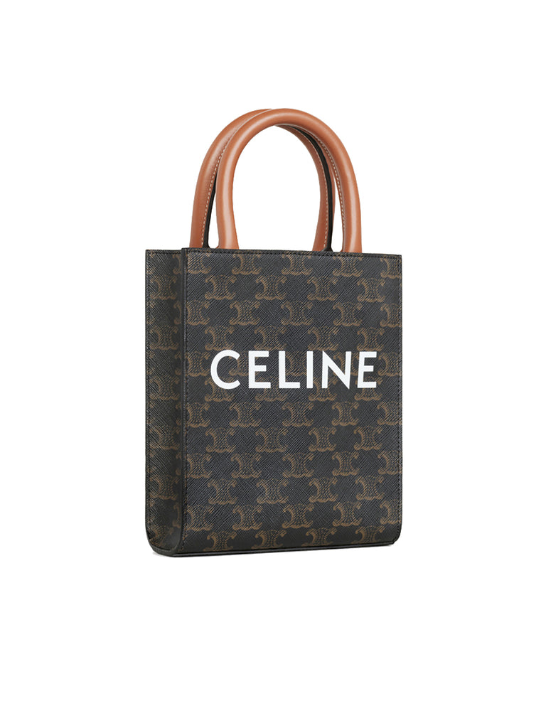 Celine Small Cabas Vertical Tote in Triomphe Canvas and Calfskin