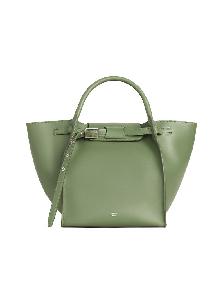 Small Big Bag with Long Strap in Smooth Calfskin in Light Khaki