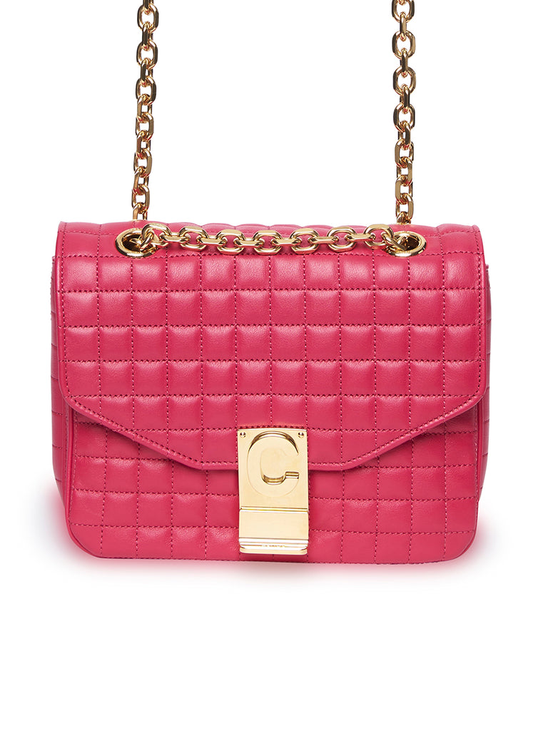 Small C Bag in Pink Quilted Calfskin