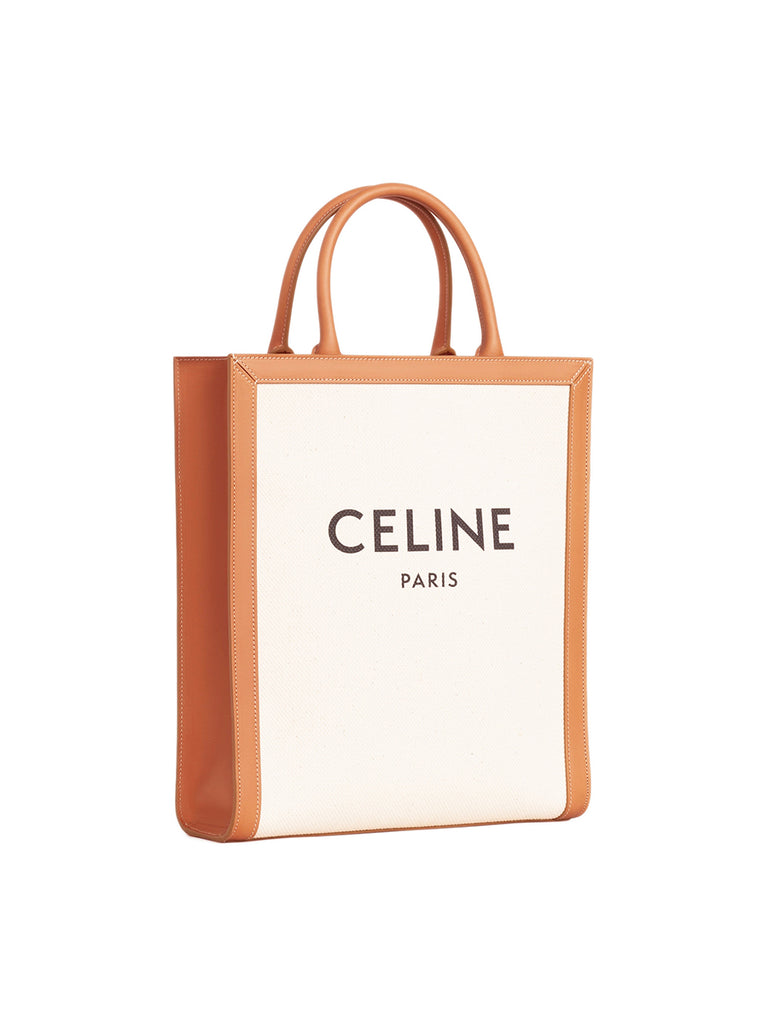 Celine Mini Vertical Cabas Celine In Textile With Celine Print White/Brown  For Women 8in/20cm 193302BNZ.02NT - Elite Outfits in 2023