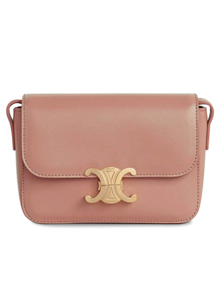 Nano Triomphe Bag in Shiny Calfskin Antique Rose