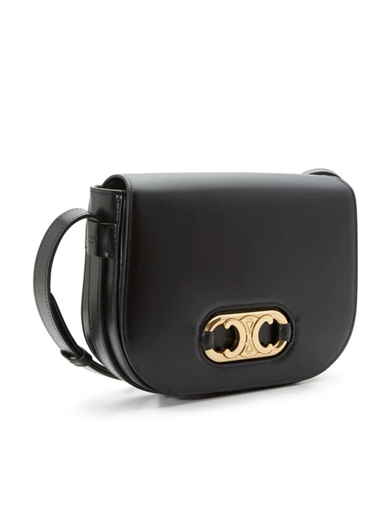 Celine Medium Maillon Triomphe Bag in Satinated Calfskin Black