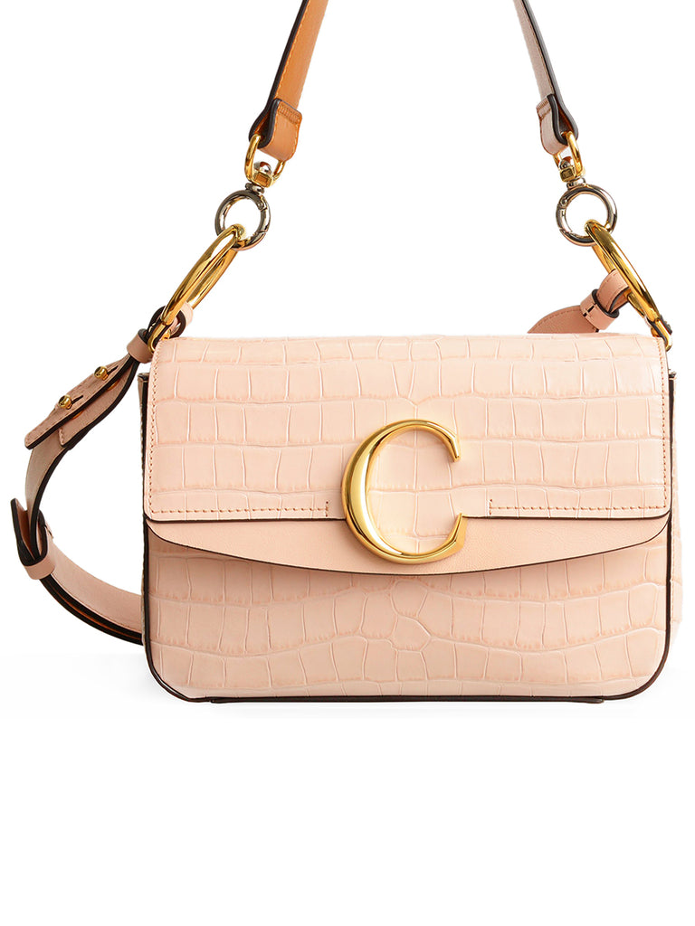 Small Chloé C Double Carry Bag in Cement Pink