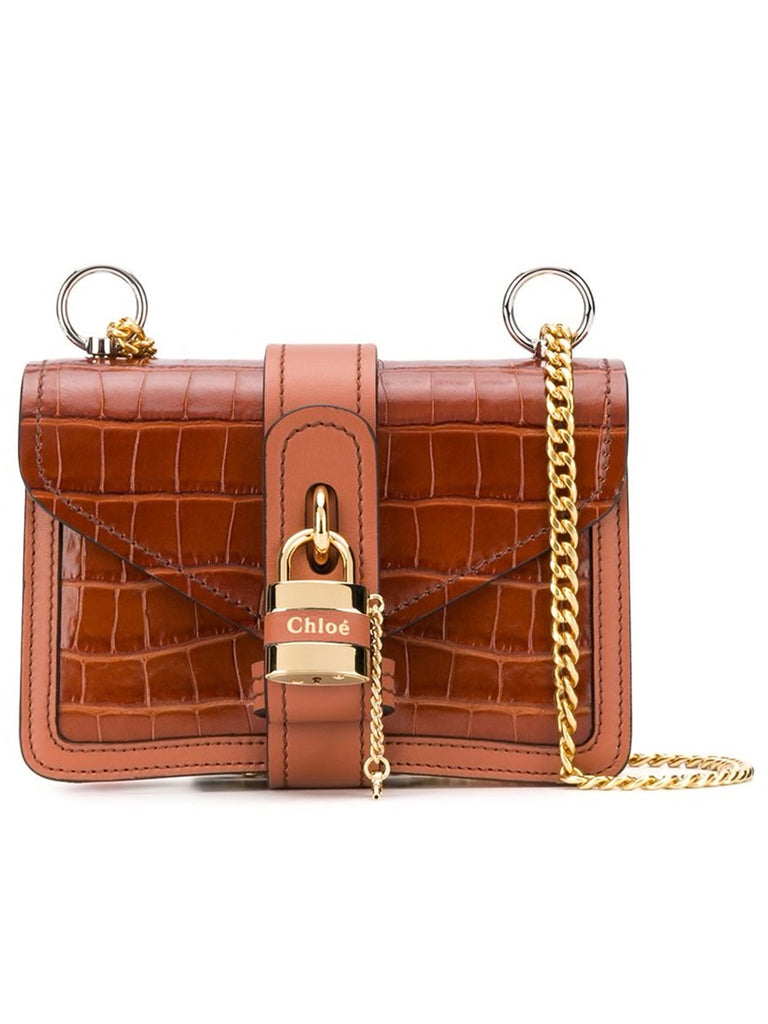 CHLOÉ | Aby Chain Mini Shoulder Bag in Chestnut Brown