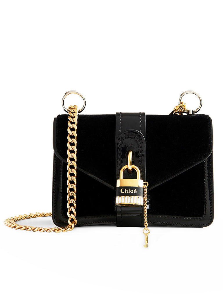 CHLOÉ | Aby Chain Mini Shoulder Bag in Black Velvet