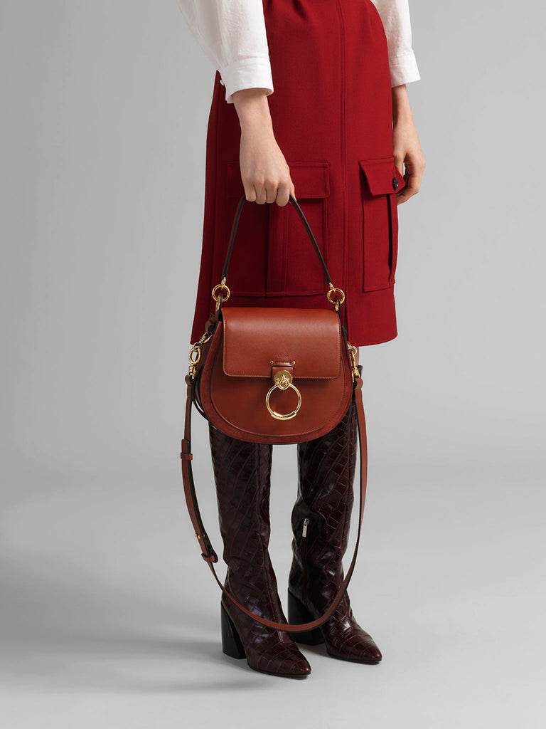 Large Tess Bag Chloe Chloe Tess Large In Red, Calfskin Leather
