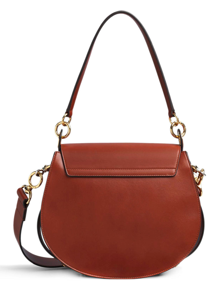 Chloe Large Tess in Shiny Suede Calfskin Sepia Brown Cosette