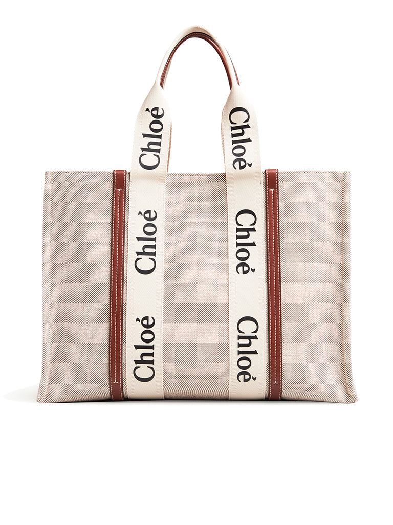 Large Woody Tote Bag in White/Brown – COSETTE