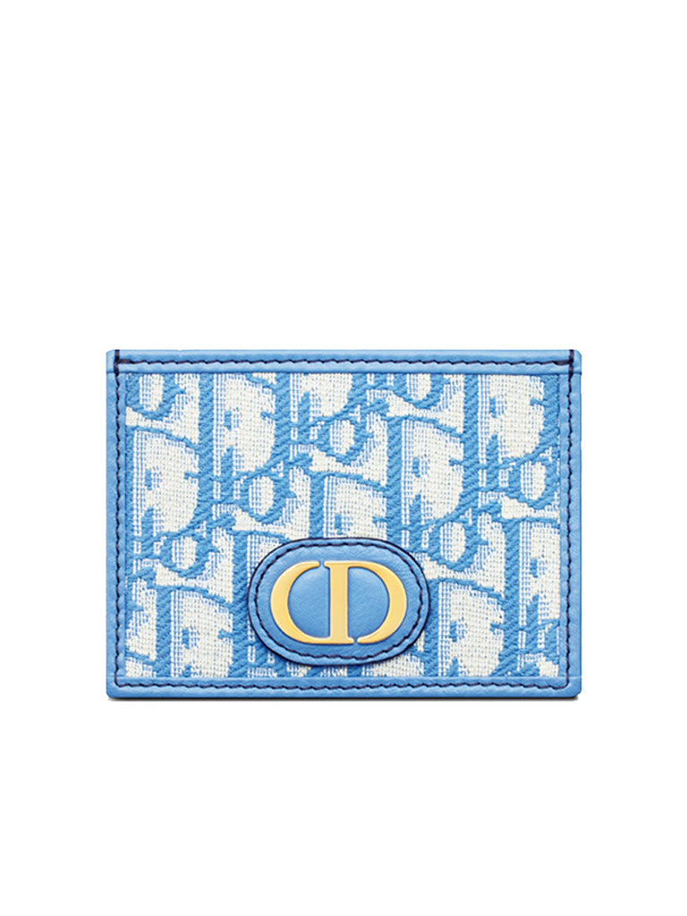 DIOR Card Holder  | 30 Montaigne Card Holder in Turquoise Oblique Jacquard