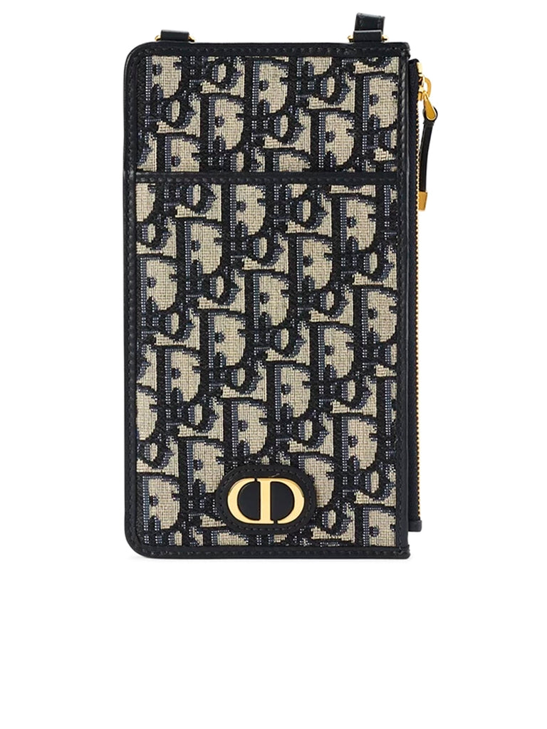 30 Montaigne Long Wallet Blue Dior Oblique Jacquard
