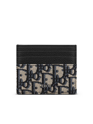 Card Holder in Beige and Black Dior Oblique Jacquard
