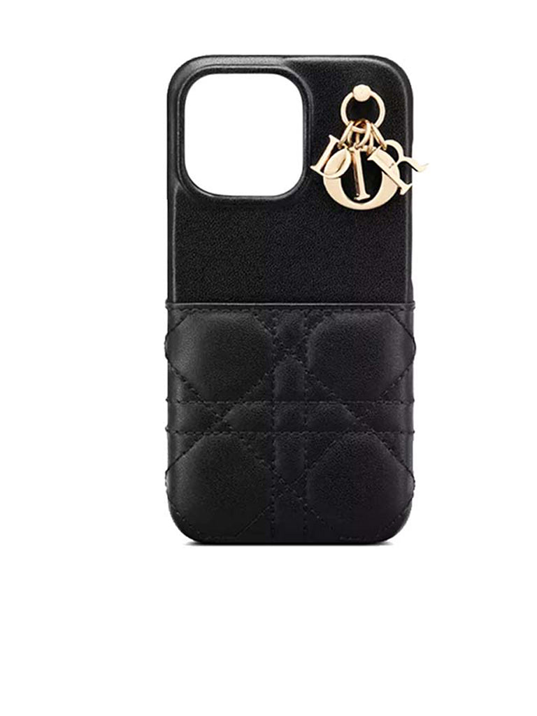 Dior Case Iphone 13 Pro in Black Cannage Lambskin