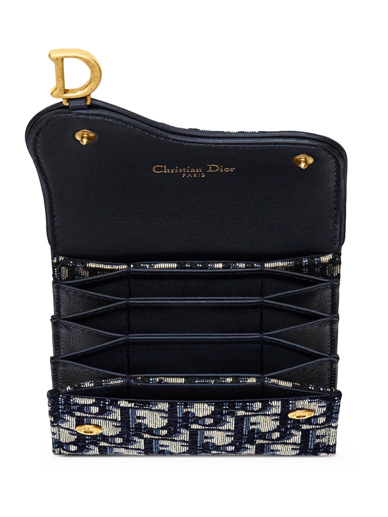 Saddle Gusset Card Holder in Blue Oblique Jacquard – COSETTE