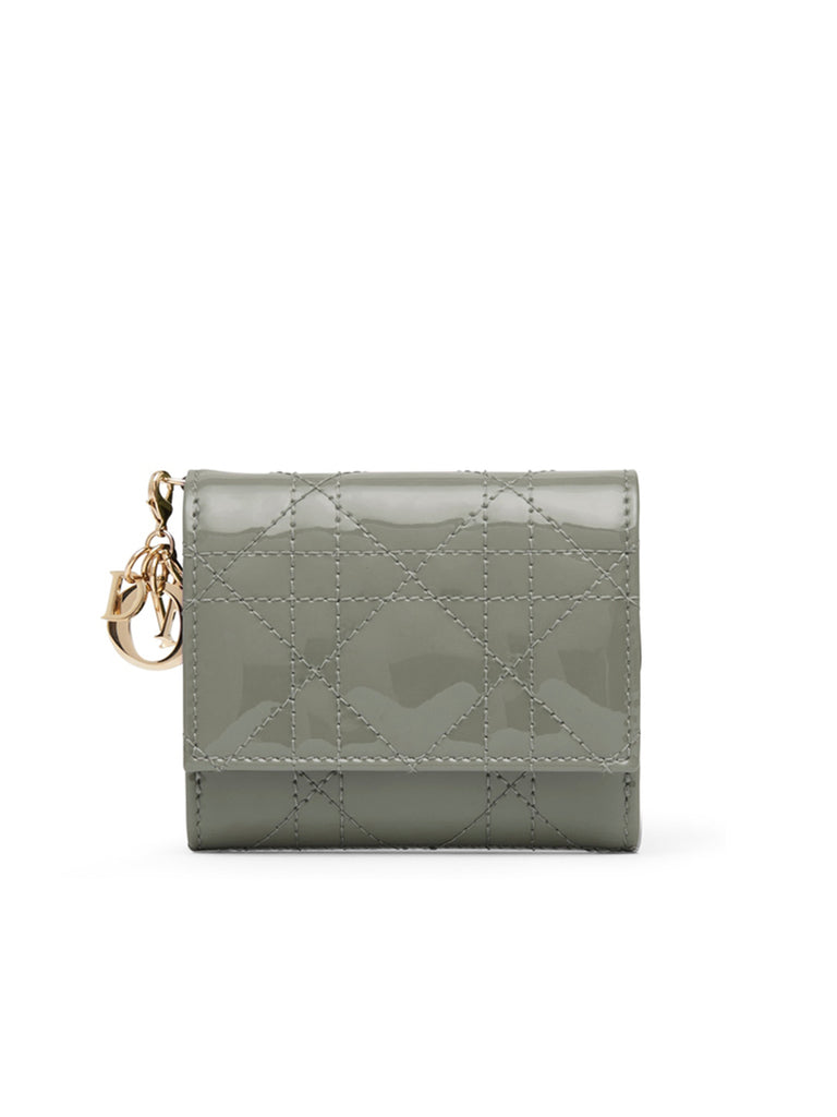 Lady Dior Lotus Wallet in Grey