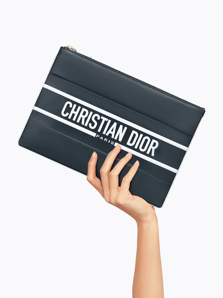 Christian Dior Vibe Pochette Clutch Bag Leather Blue 20661788