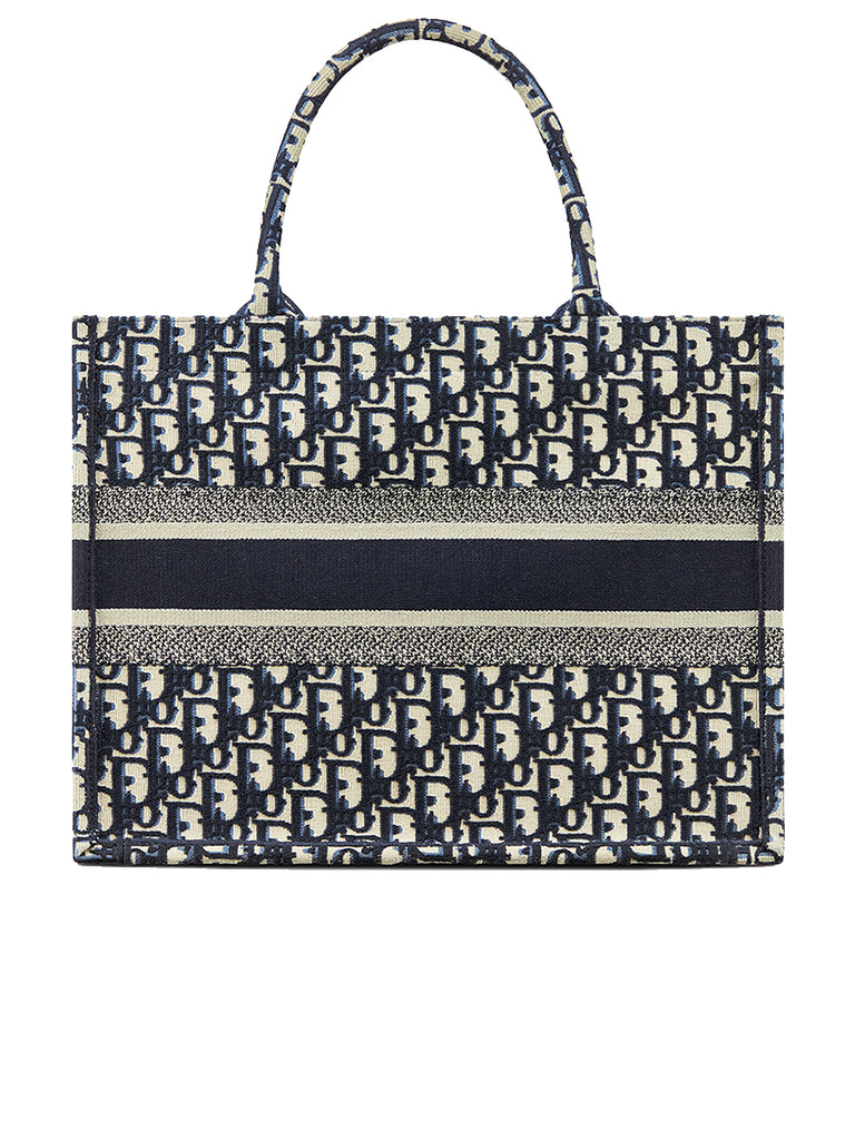 Medium Dior Book Tote in Blue Dior Oblique Embroidery – COSETTE