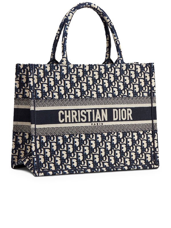 Medium Dior Book Tote in Blue Dior Oblique Embroidery – COSETTE